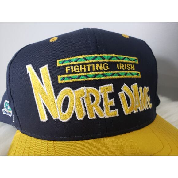 Vintage 90s Spellout Notre Dame Snapback Cap Hat Fighting Irish‎ Embroidered - Picture 2 of 9